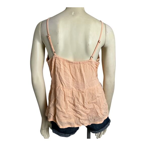 Boho Embroidered Camisole Women's Size M Peach Adjustable Straps Floral tank - Picture 4 of 6